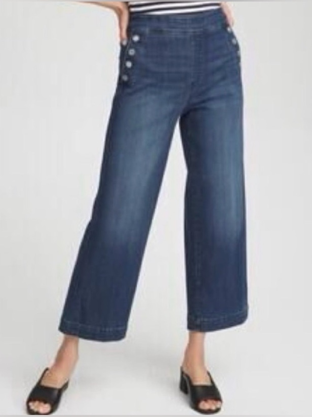 Chicos Wide Leg Ankle Jeans size 0 Womens 4 pull on Denim